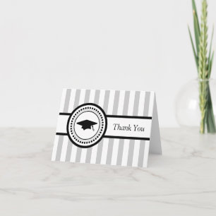 Stripes Graduation Cap Dankeschön Karte (Silber)