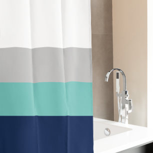 Stripes, grau, Aquamarin Duschvorhang