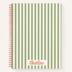 Stripes Green Red Retro Calligraphy Notizbuch