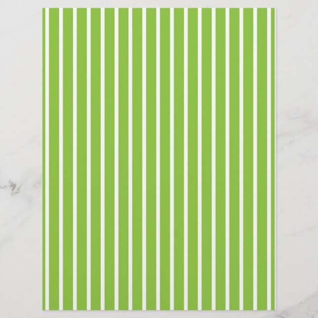 Stripes Green White Baby Scrapbook Paper (Vorderseite)