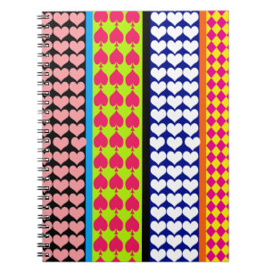Stripes Hearts Diamonds Boho Mischdesign Notizblock