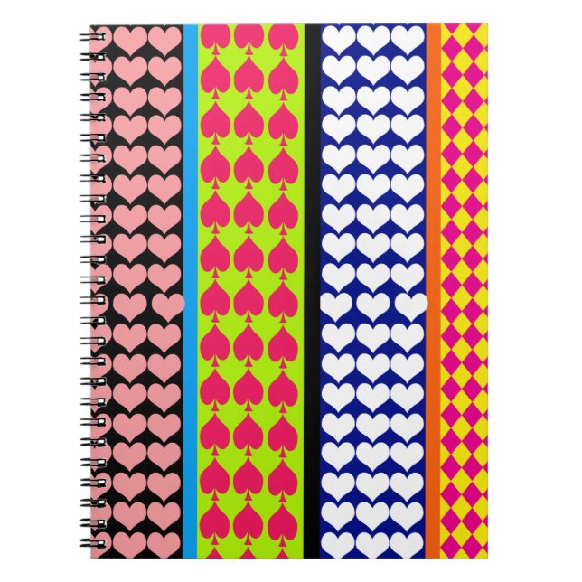 Stripes Hearts Diamonds Boho Mischdesign Notizblock (Vorderseite)