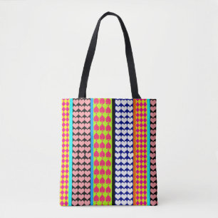 Stripes Hearts Diamonds Boho Mischdesign Tasche