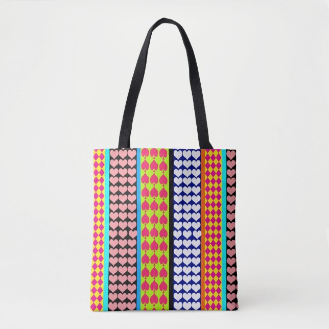 Stripes Hearts Diamonds Boho Mischdesign Tasche (Vorderseite)