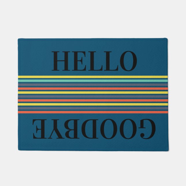Stripes Hello Goodbye angepasste Doormat Fußmatte (Vorderseite)