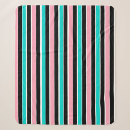 Stripes in Black Pink and Blue Sherpadecke