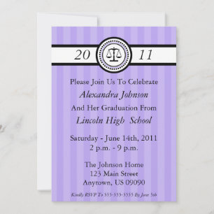 Stripes Law School Graduation Invitations (Violet) Einladung