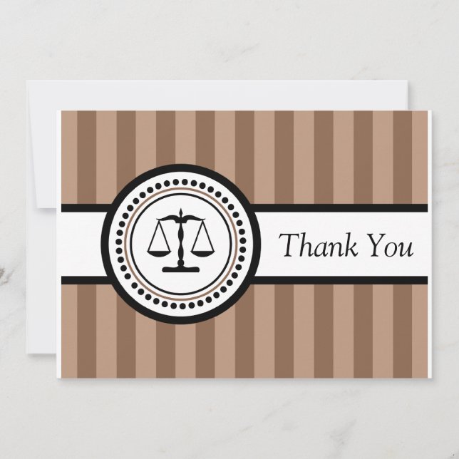 Stripes Legal Scales Dankeschön Card (braun) Dankeskarte (Vorderseite)