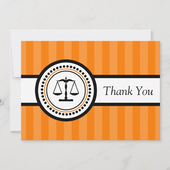 Stripes Legal Scales Dankeschön Card (Orange) Dankeskarte (Vorderseite)