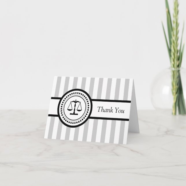 Stripes Legal Scales Dankeschön Card (Silber) Dankeskarte (Vorderseite)