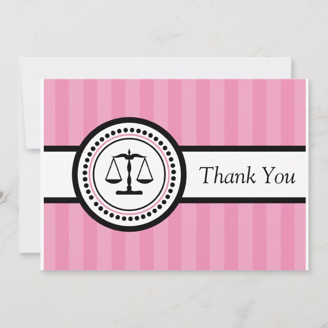 Stripes Legal Scales Dankeschön Karte (Pink) (Vorderseite)