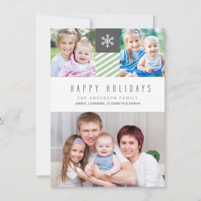 Stripes modernes Joyeuses Vacances Photo Cartes Pl (Devant)