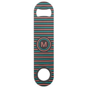 Stripes Motif Monogramme personnalisé ouvre-boutei