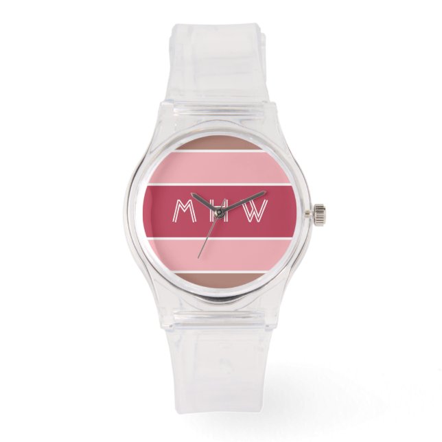 Stripes Motif montres monogrammes personnalisées (Recto)