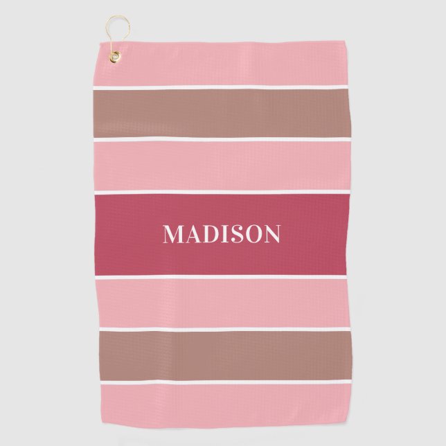 Stripes Motif nom personnalisé serviette de golf (Devant)