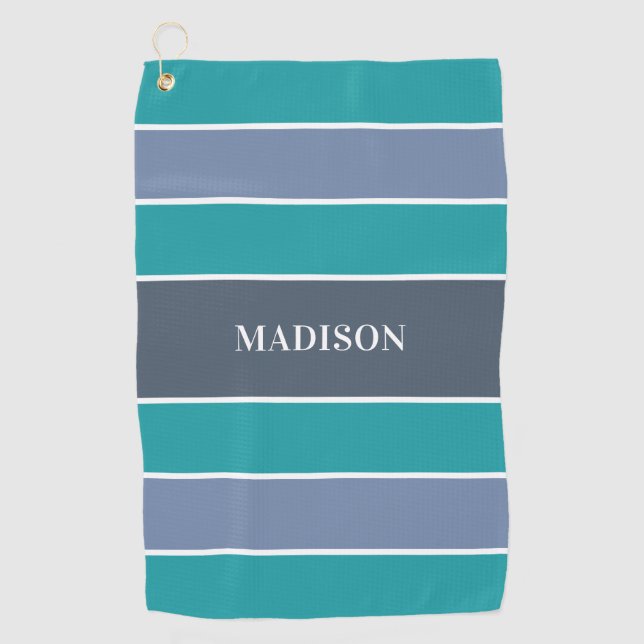 Stripes Motif nom personnalisé serviette de golf (Devant)