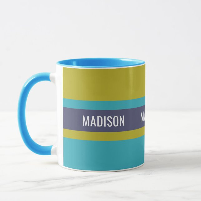 Stripes Motif nom personnalisé tasses - choisir st (Gauche)