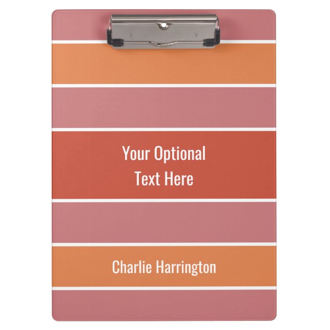Stripes-Muster-individuelle Name-Zwischenablage Klemmbrett (Vorderseite)