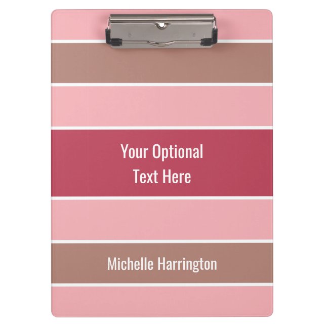 Stripes-Muster-individuelle Name-Zwischenablage Klemmbrett (Vorderseite)