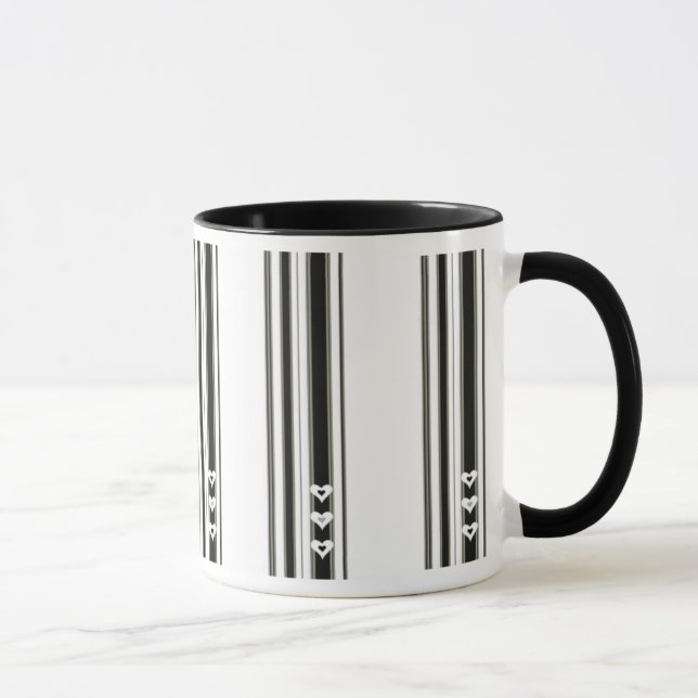 Stripes n-Herz-schwarze Tasse (Rechts)