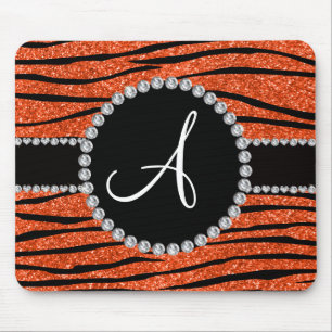 Stripes orange Neonzebra Glitter des Monogramms Mousepad