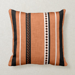 Stripes orange Schwarz-weißes Kissen