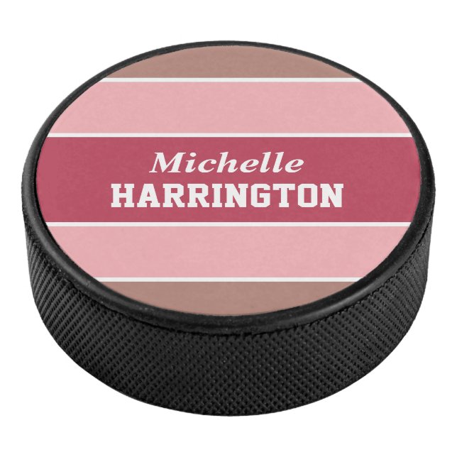 Stripes Pattern individuelle Name Hockey Puck (3/4)