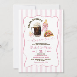 Stripes Pink Tacos Brews Diapers Girl Baby Showroo Einladung