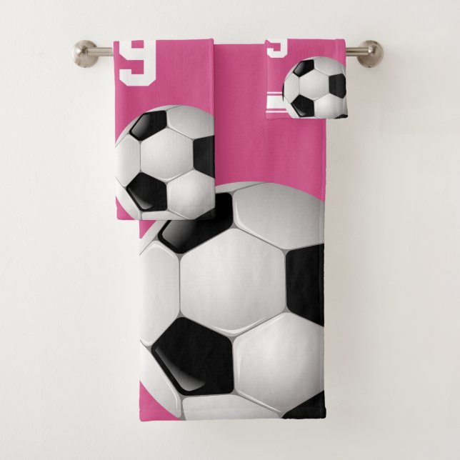 Stripes roses et blanches Jersey Soccer Ball (En situation)