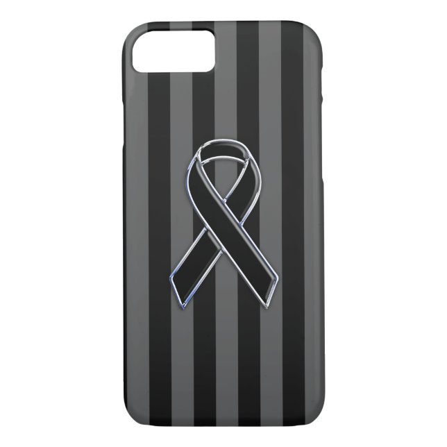Stripes Style Black Ribbon Awareness Case-Mate iPhone Hülle (Rückseite)