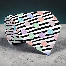 Stripes with Pastel Colorful Circles Necktie Krawatte