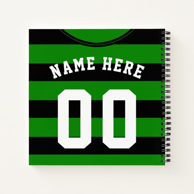 Stripesd Jersey Template Notebook Soccer Footy Notizbuch (Rückseite)