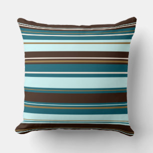 Stripey Design Brown Tees Cream & Gold Kissen