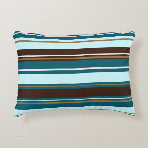 Stripey Design Brown Tees Cream & Gold Zierkissen