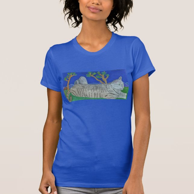 Stripey die Katze an Joshua-Baum durch Julia Hanna T-Shirt (Vorderseite)