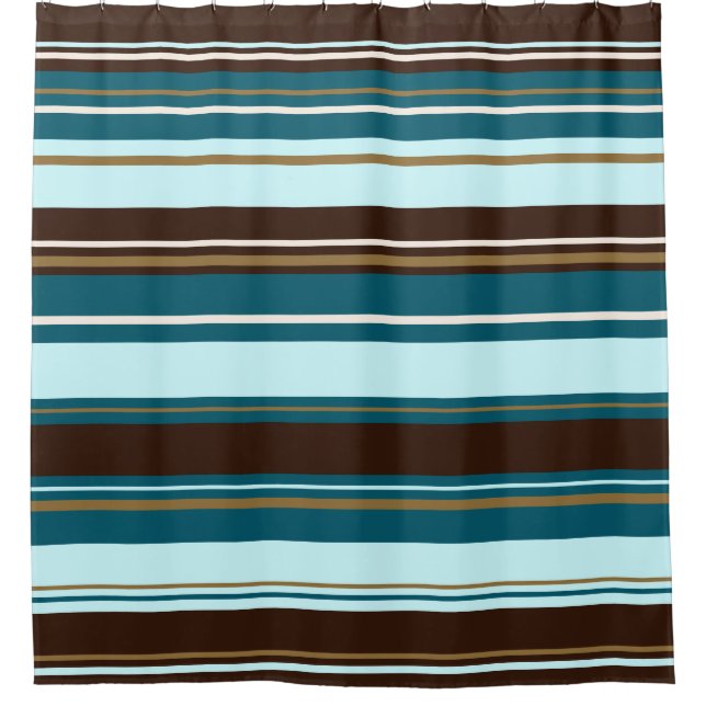 Stripey Entwurfs-Brown-Knickenten Creme u. Gold Duschvorhang (Vorderseite)