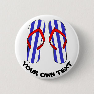 Stripey Flip Flops Strandsandles benutzerdefiniert Button