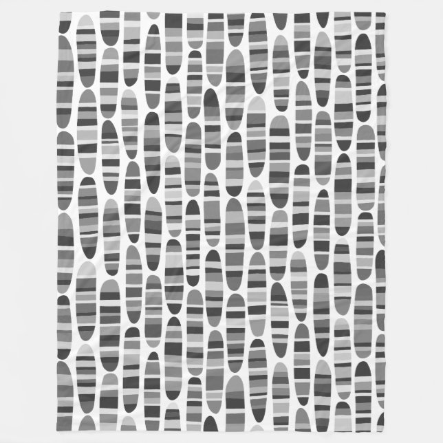 Stripey Strokes 120123 - Schwarz und Weiß Fleecedecke (Vorderseite)