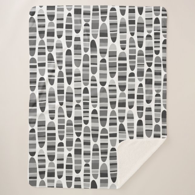 Stripey Strokes 120123 - Schwarz und Weiß Sherpadecke (Vorderseite)