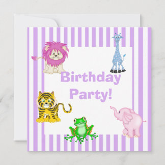 STRIPEY ZOO LILAC PARTY EINLADUNG