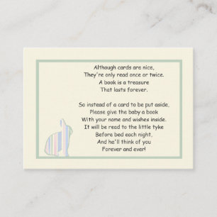 Striping Bunny Baby Shower Book Gedicht - Beilage Begleitkarte