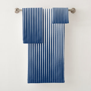 Striping Navy Blue & White Modernes Abstraktes Mus Badhandtuch Set