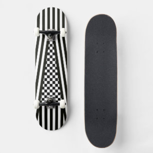 Strips & À damiers b&w Skateboard