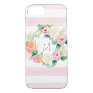 Stripte einfache moderne Aquarellblumen-Rose iPhone 8/7 Hülle