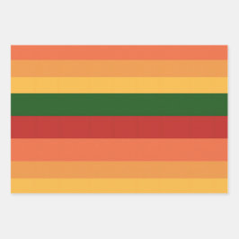 Stripte Herbstfarben Geschenkpapier Set