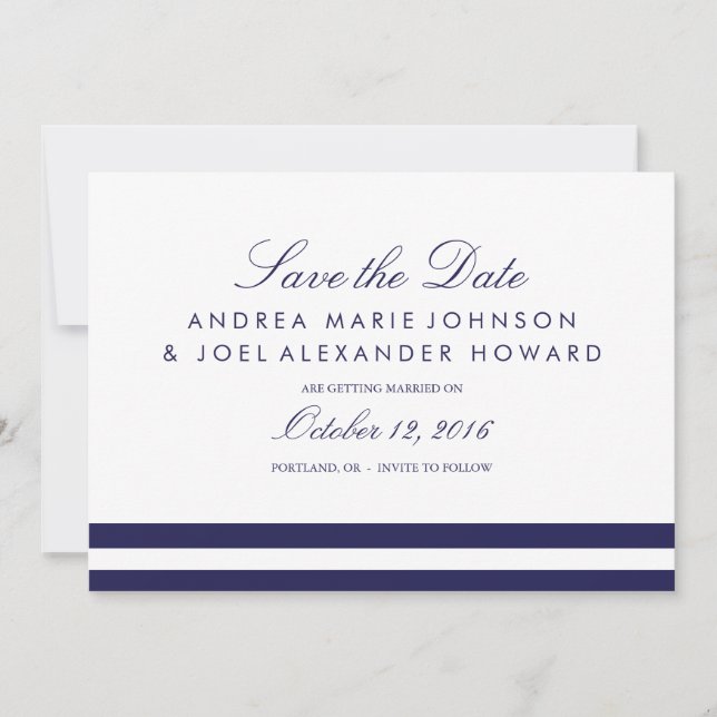 Stripte Hochzeit speichern das Datum Save The Date (Vorderseite)