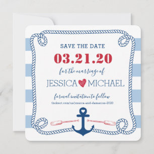 Stripte Nautical Liebe Anker Hochzeit Speichern Si Save The Date