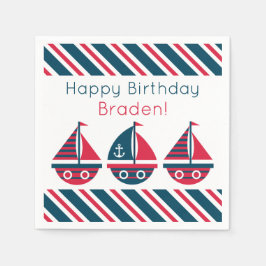 Stripte Sailboote Personalisiertes Party Napkins Serviette