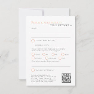 Stripte Tee Rose Aquarellfarben Hochzeitsmahlzeite RSVP Karte