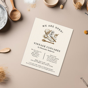Stripte Vintage Kochutensilien Bäckerei Süßigkeite Flyer